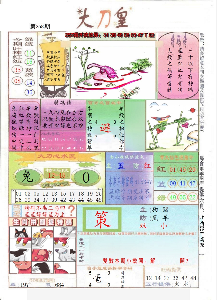 2024258期大刀皇
