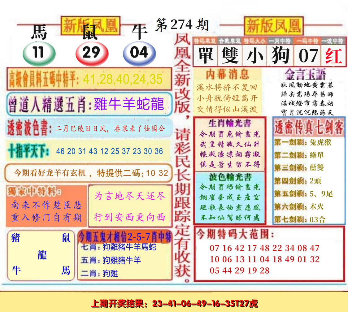 2024274期二代凤凰报