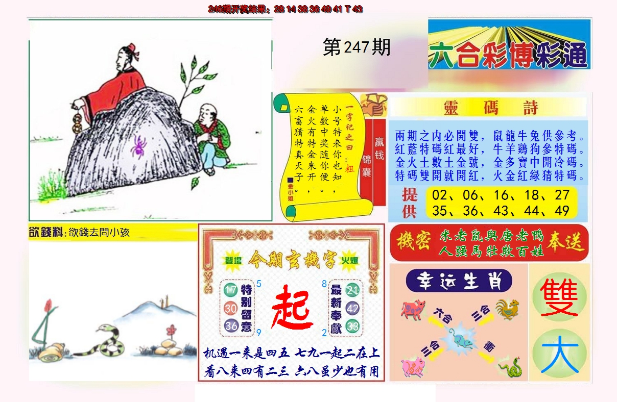 2024247期博彩通A