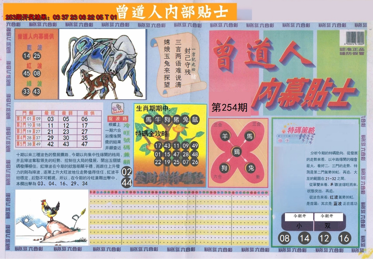 2024254期曾道人内幕贴士A