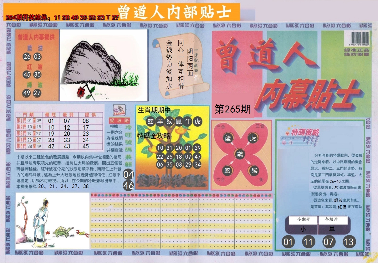 2024265期曾道人内幕贴士A