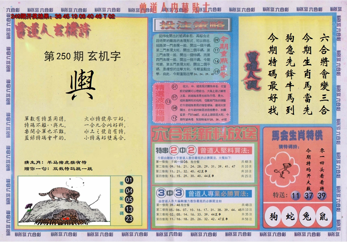 2024250期曾道人内幕贴士B