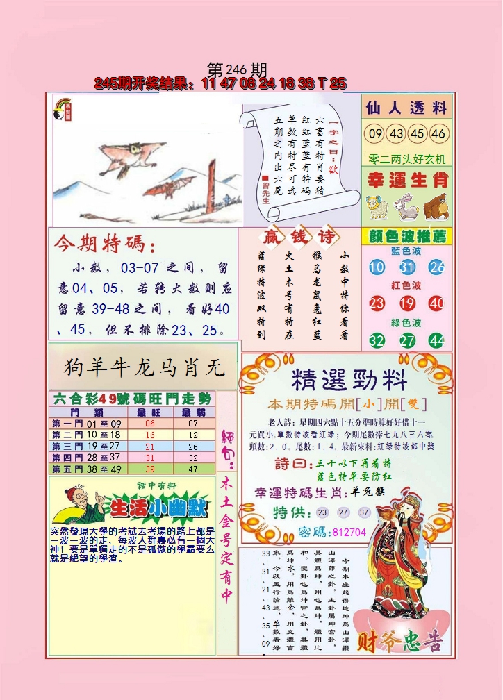 2024246期大富大贵