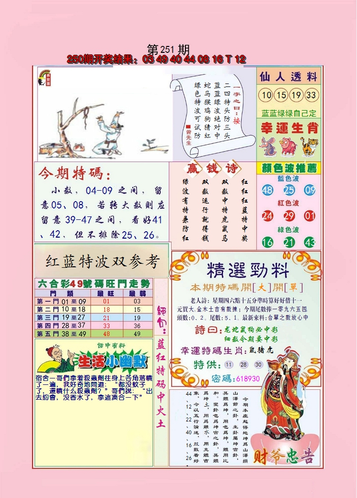 2024251期大富大贵