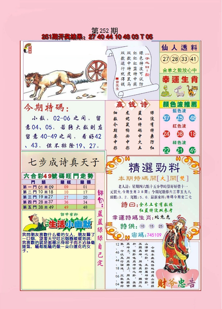 2024252期大富大贵