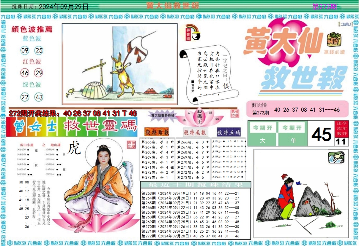 2024273期黄大仙救世A