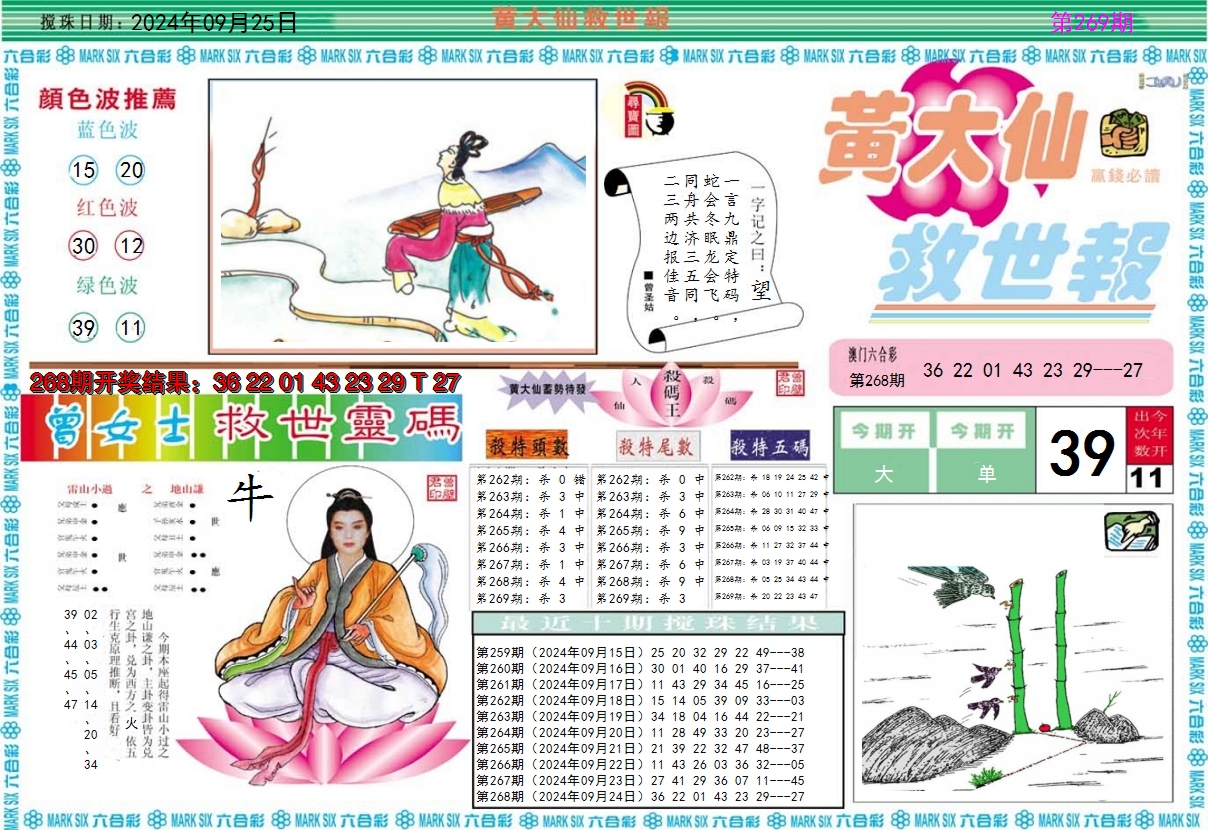 2024269期黄大仙救世A
