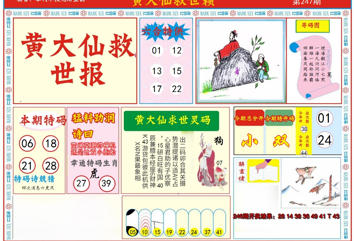 2024247期新黄大仙救世A