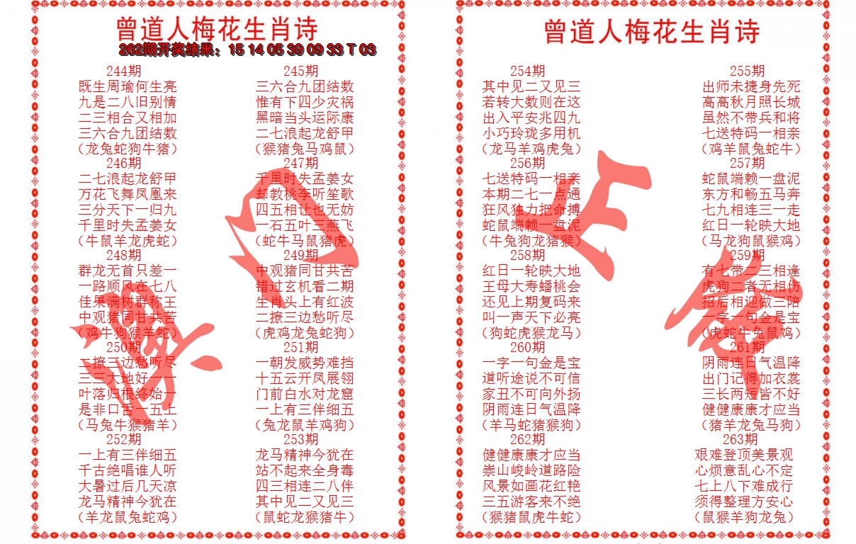 2024263期曾道人梅花生肖诗