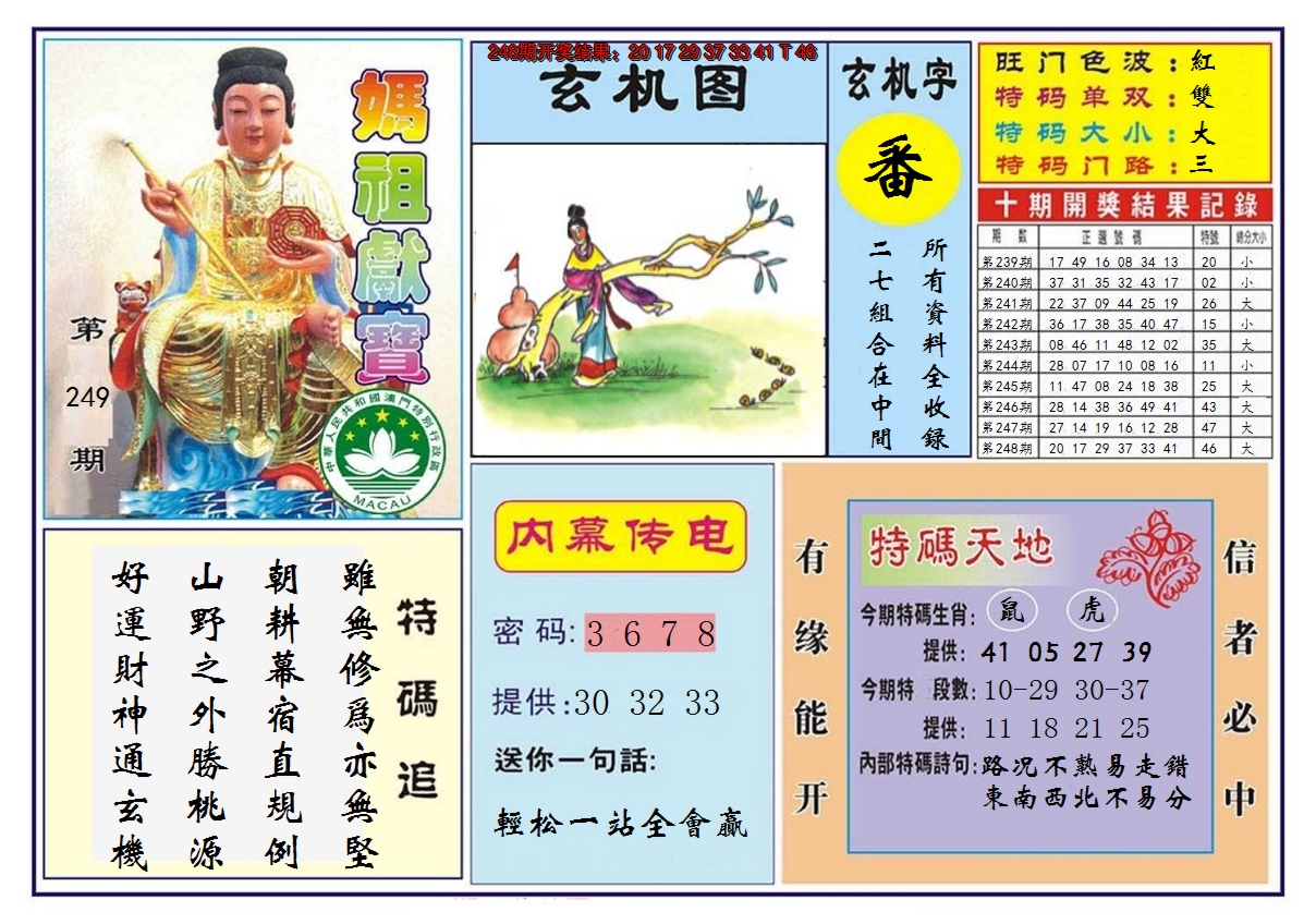 2024249期马祖献宝