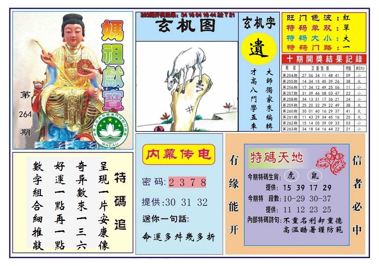 2024264期马祖献宝