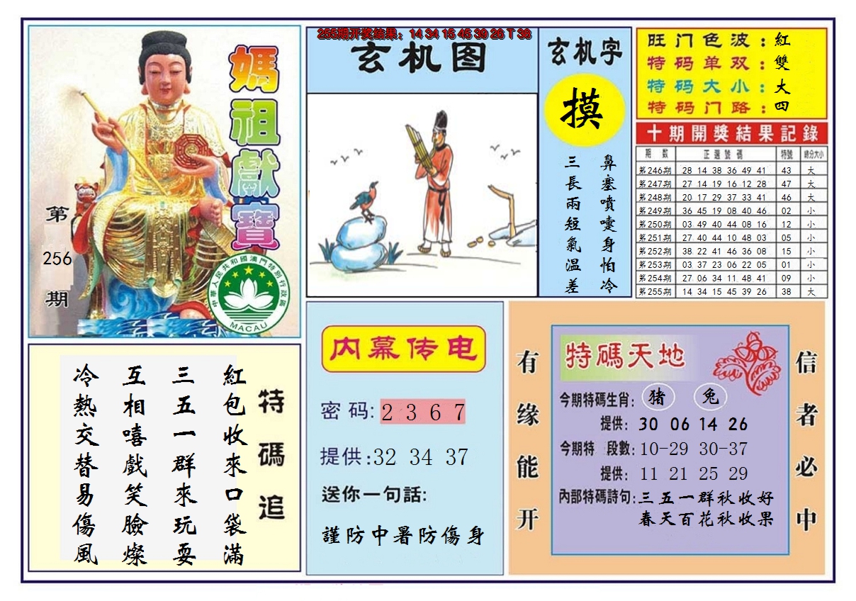 2024256期马祖献宝