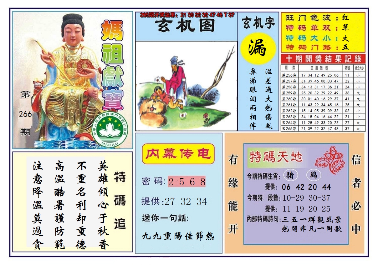 2024266期马祖献宝