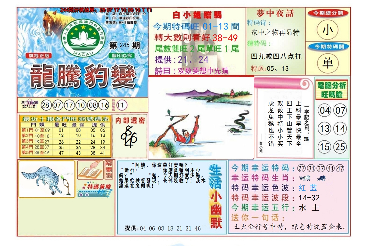 2024245期龙腾豹变