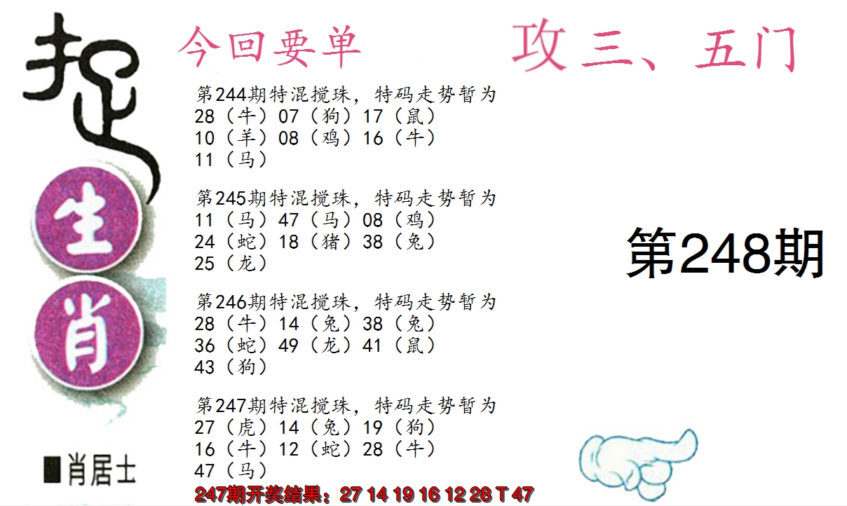 2024248期捉生肖