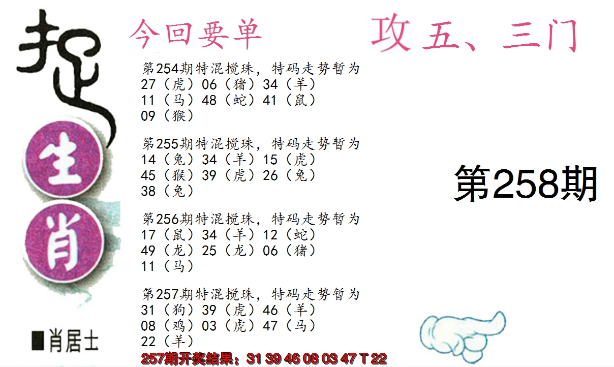 2024258期捉生肖