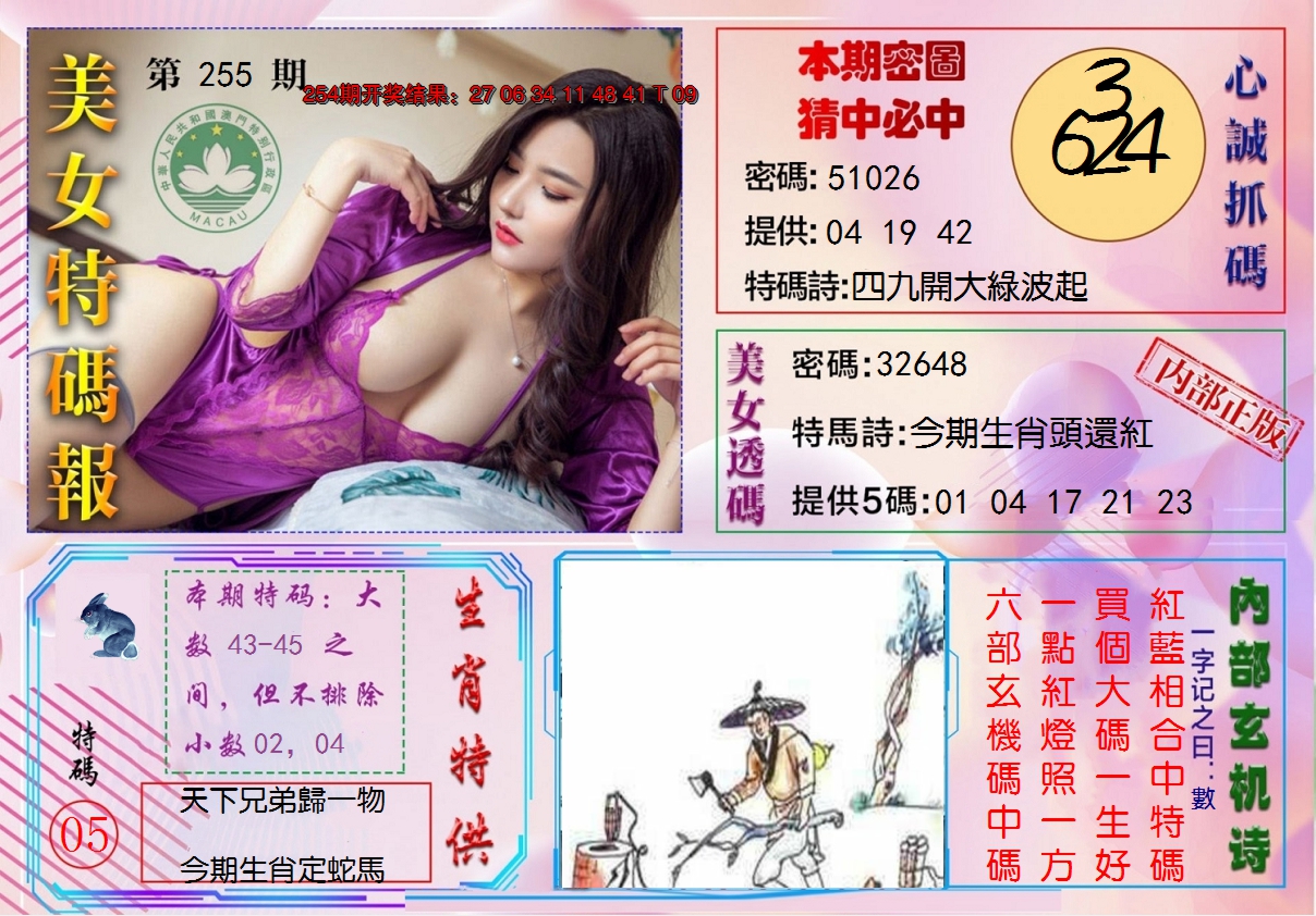 2024255期美女特码报