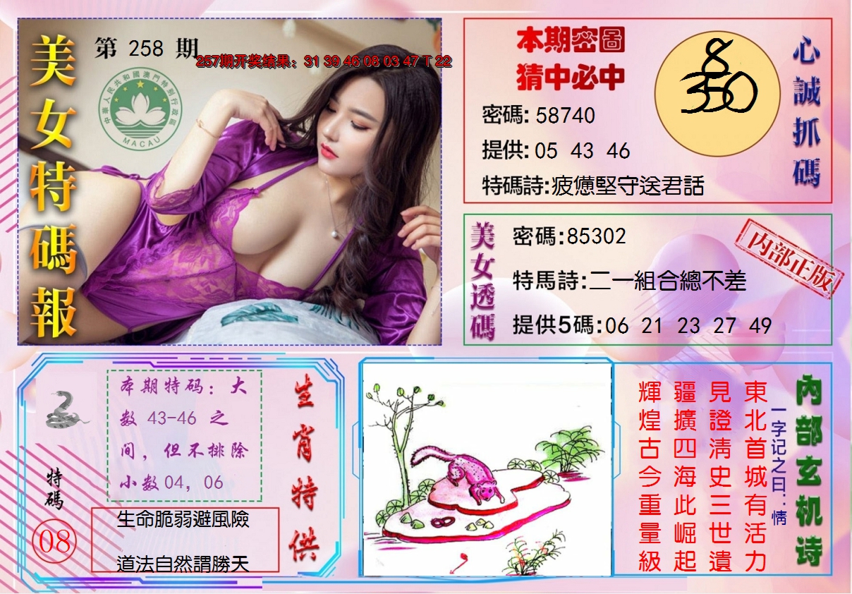2024258期美女特码报