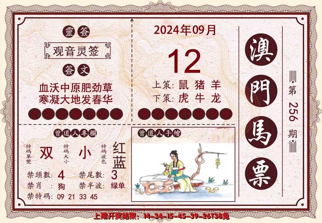 2024256期澳门马票