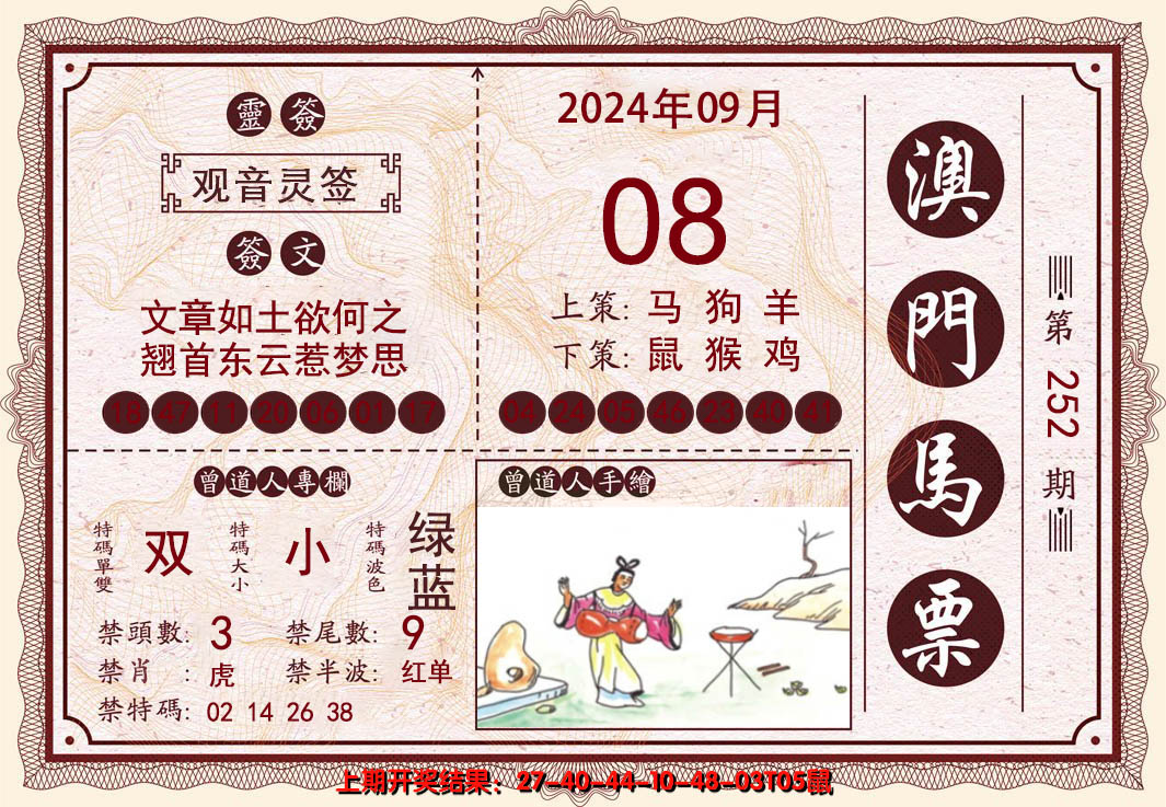 2024252期澳门马票