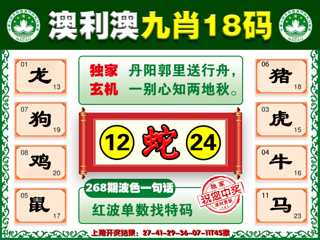 2024268期澳利澳九肖