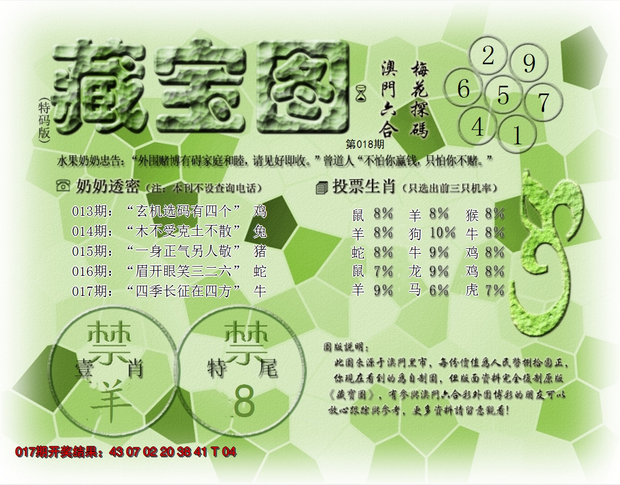 2025018期(水果奶奶藏宝图)最老版