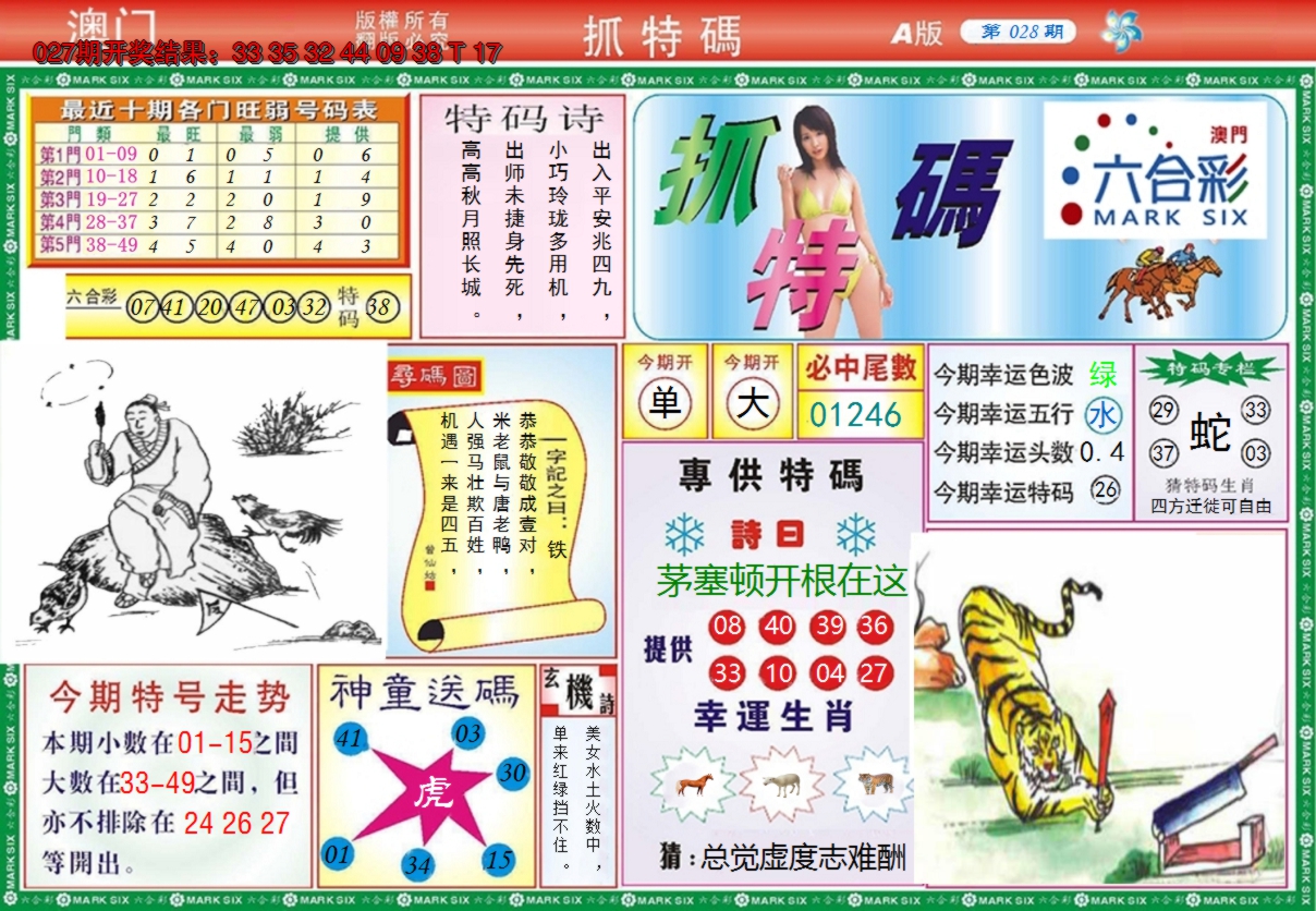 2025028期澳门抓特码A
