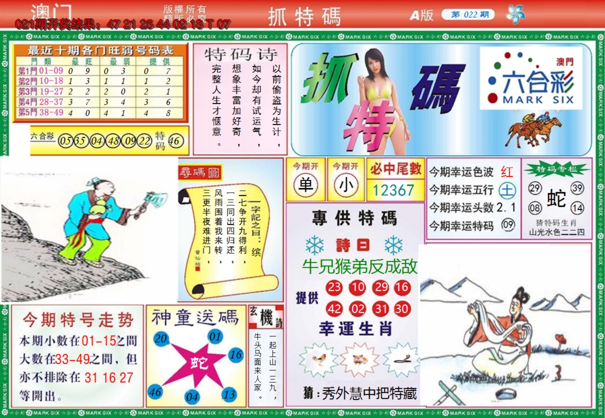 2025022期澳门抓特码A