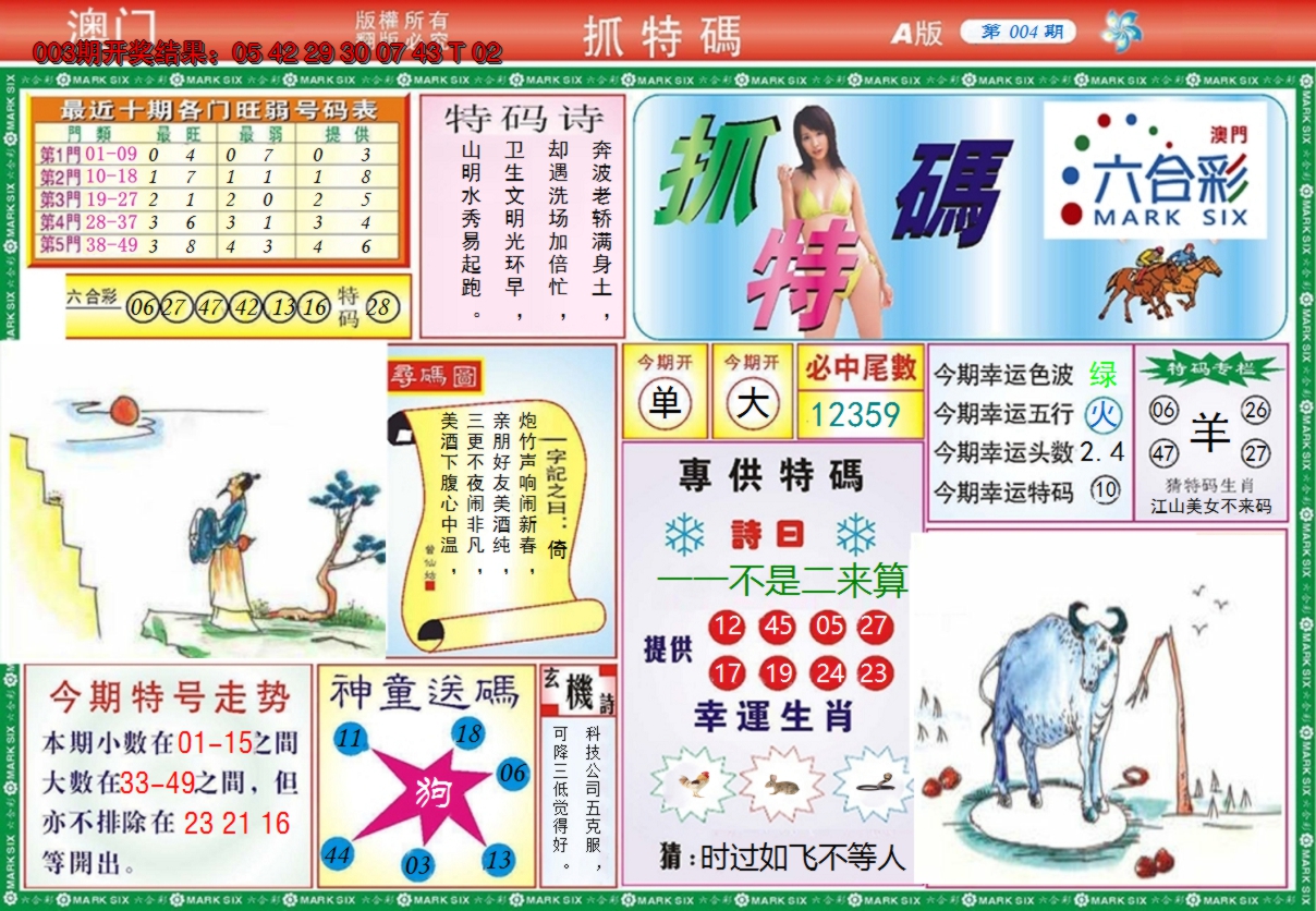 2025004期澳门抓特码A