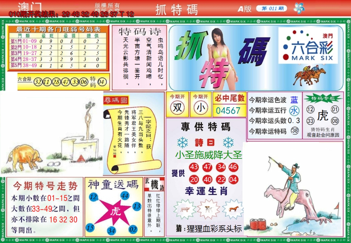 2025011期澳门抓特码A