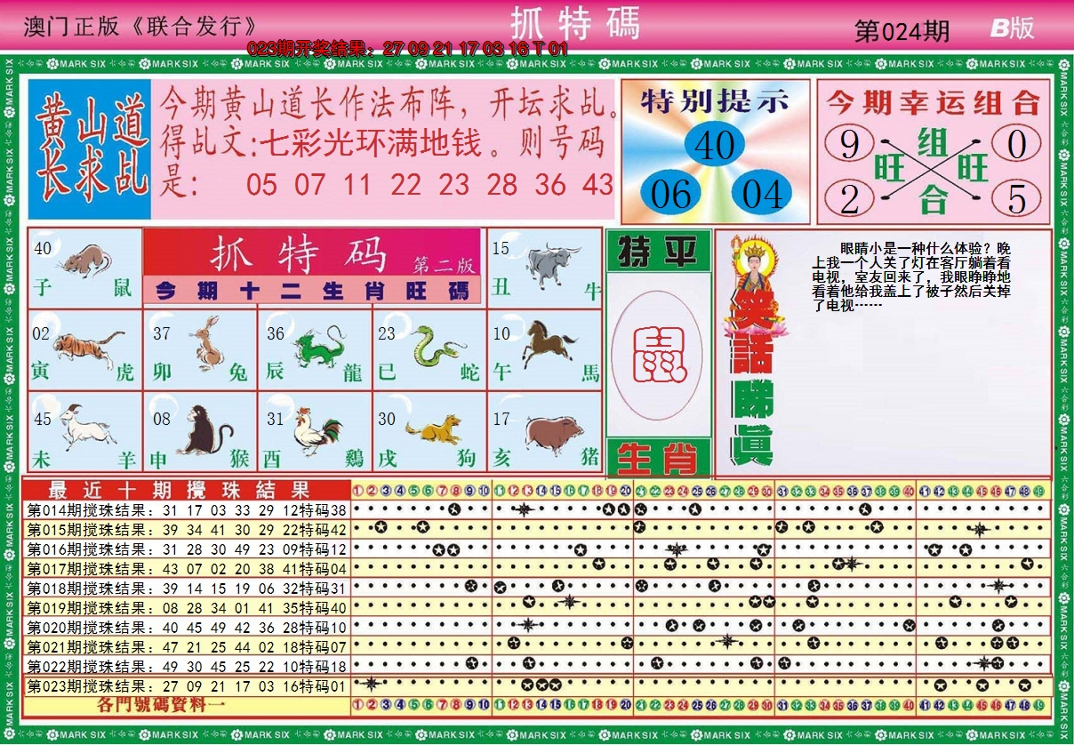 2025024期澳门抓特码B