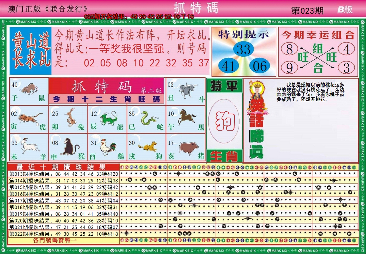 2025023期澳门抓特码B