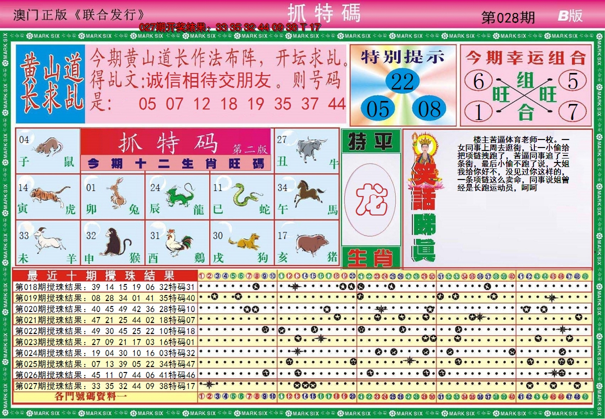 2025028期澳门抓特码B