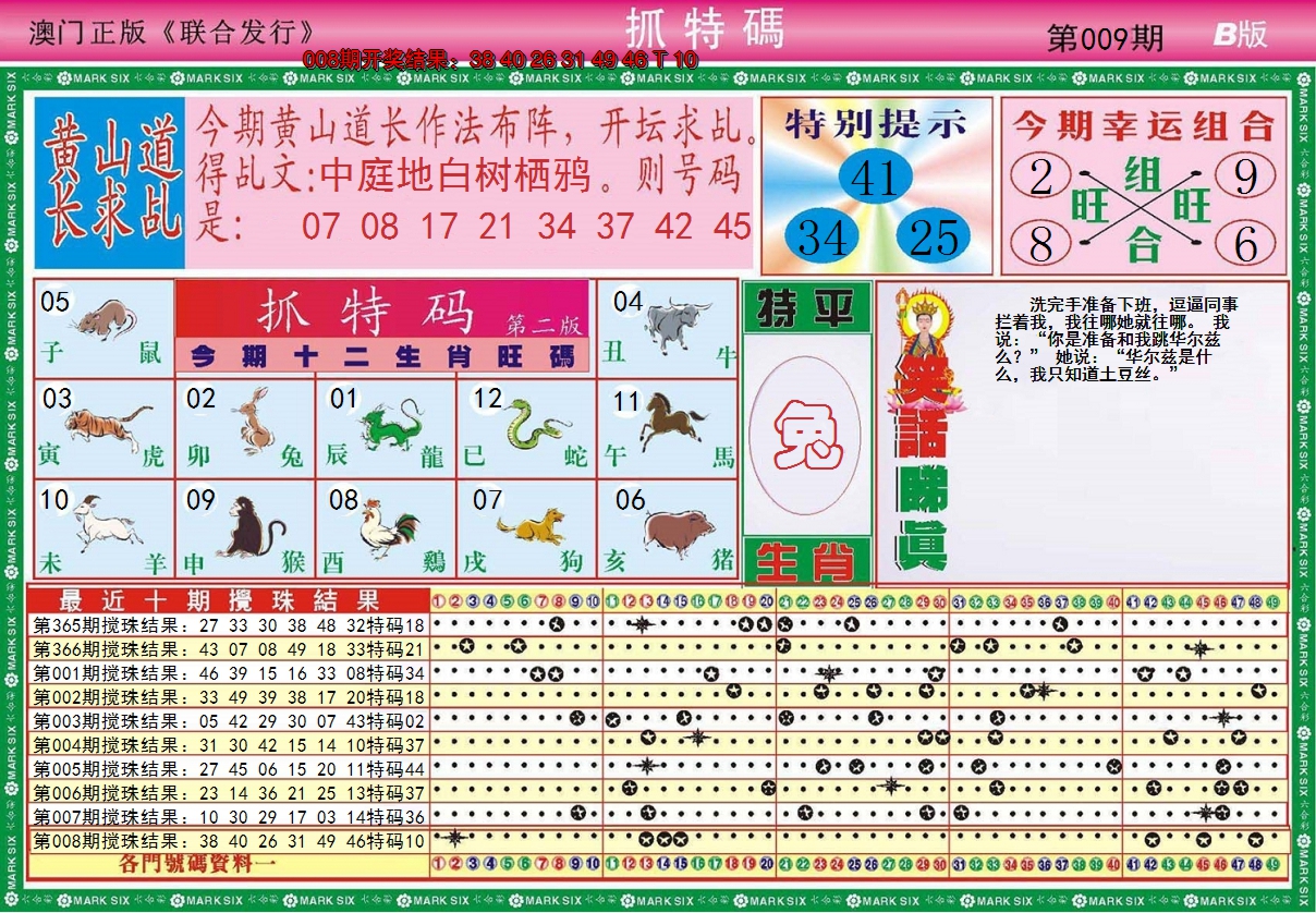 2025009期澳门抓特码B