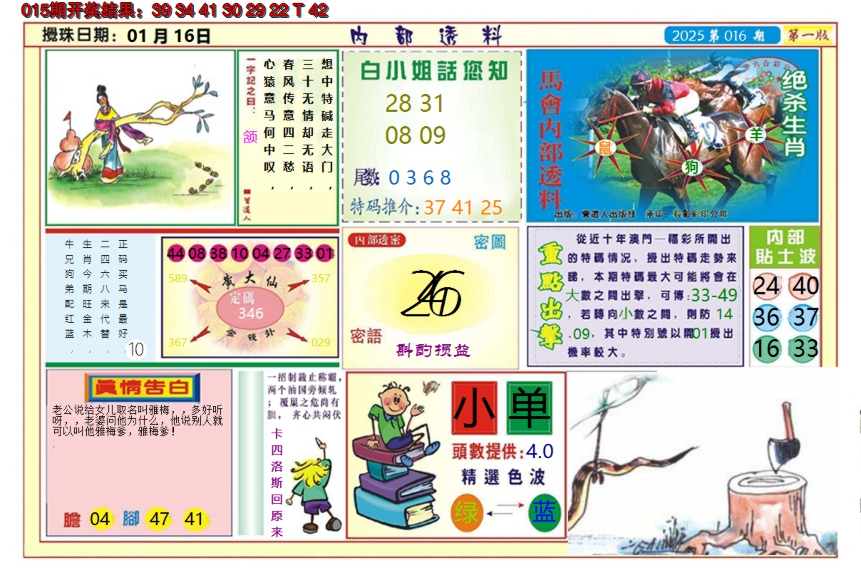 2025016期澳门内部透料A
