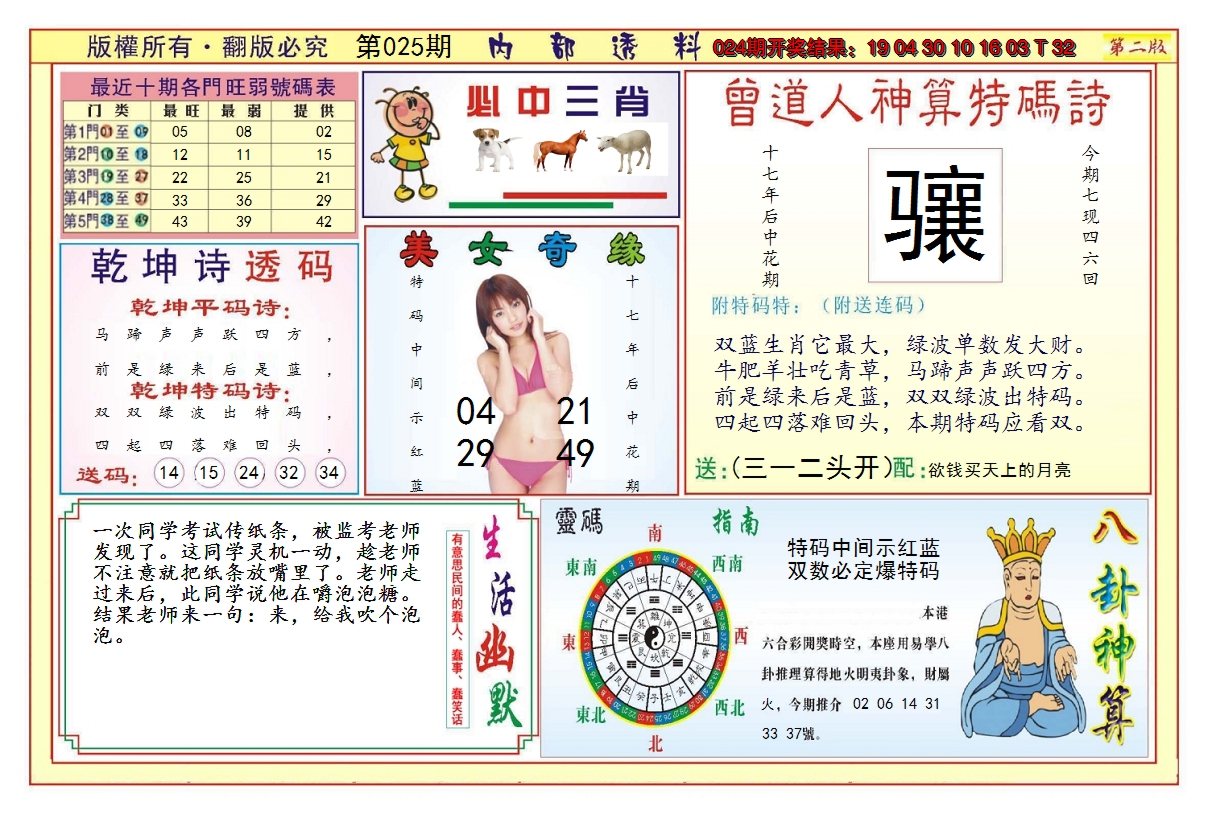 2025025期澳门内部透料B