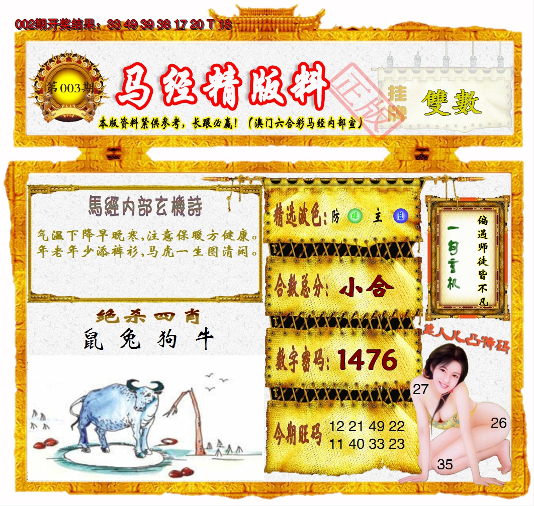 2025003期马经精版料