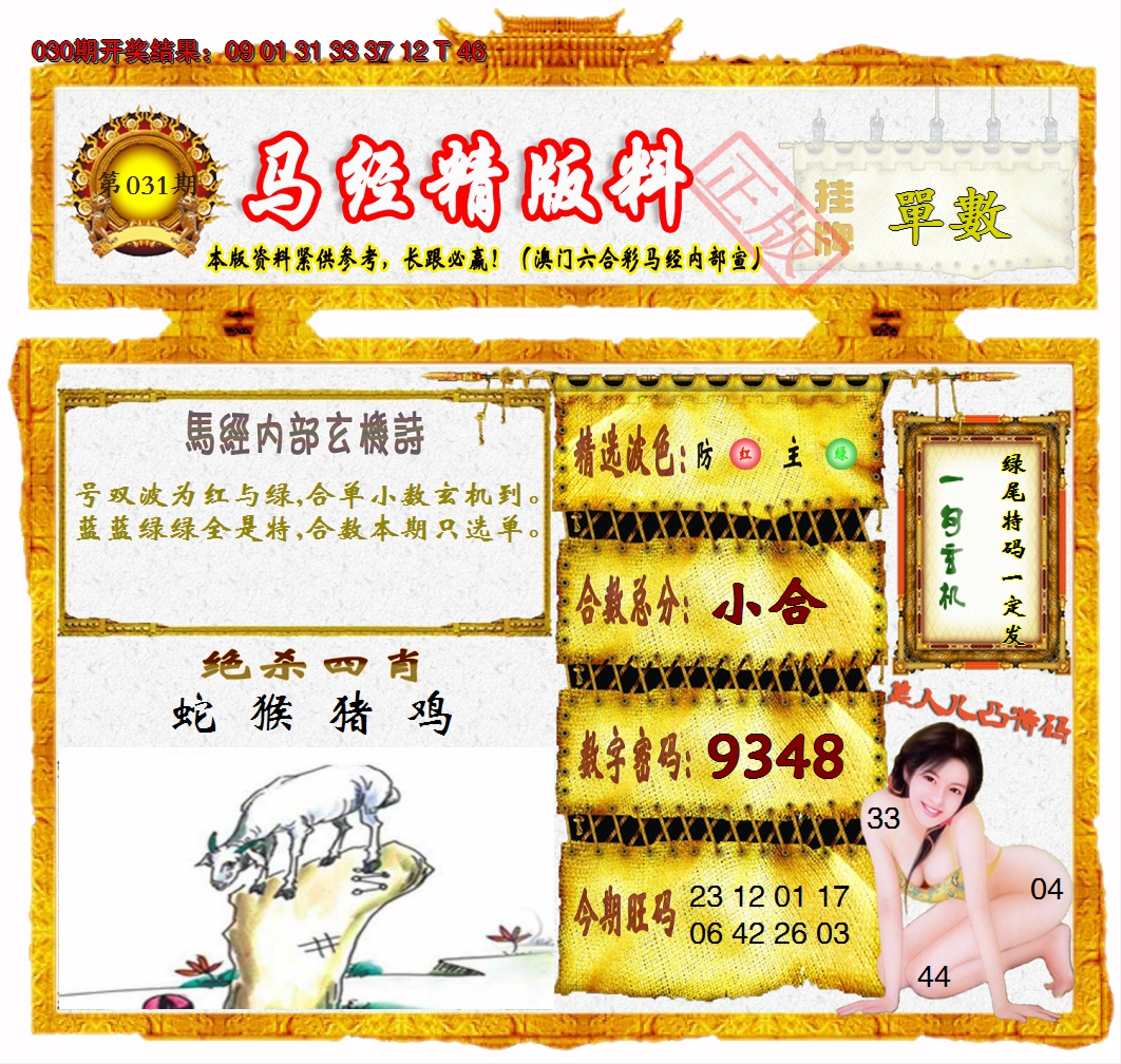 2025031期马经精版料