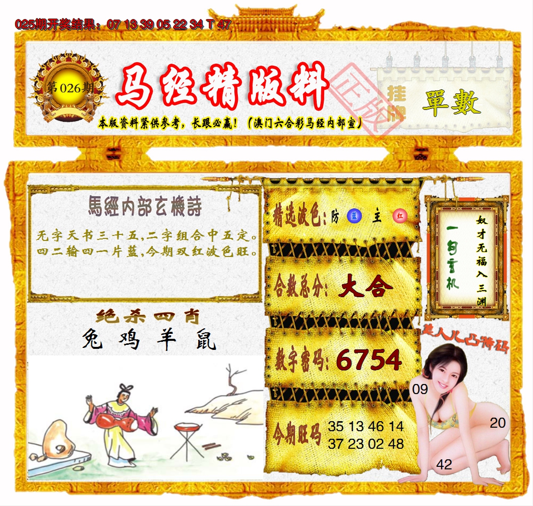 2025026期马经精版料