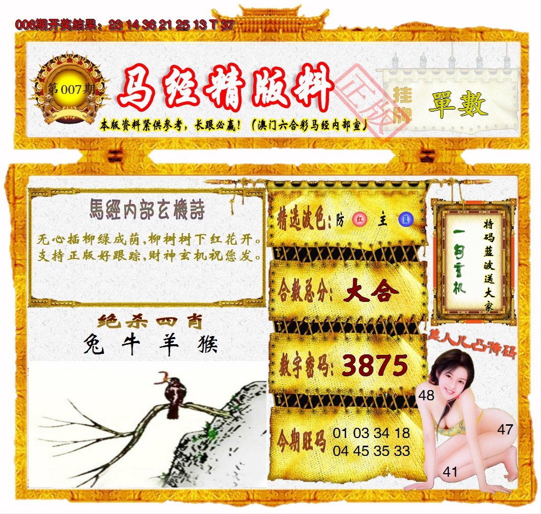 2025007期马经精版料
