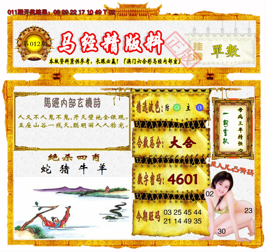 2025012期马经精版料