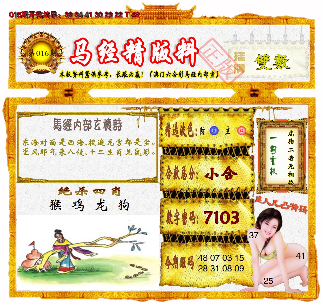 2025016期马经精版料