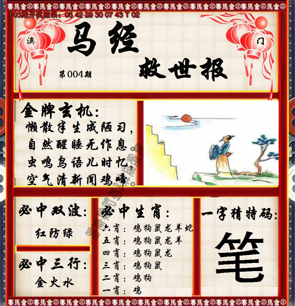 2025004期马经救世报