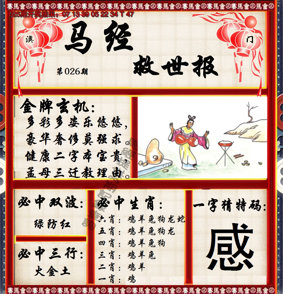 2025026期马经救世报