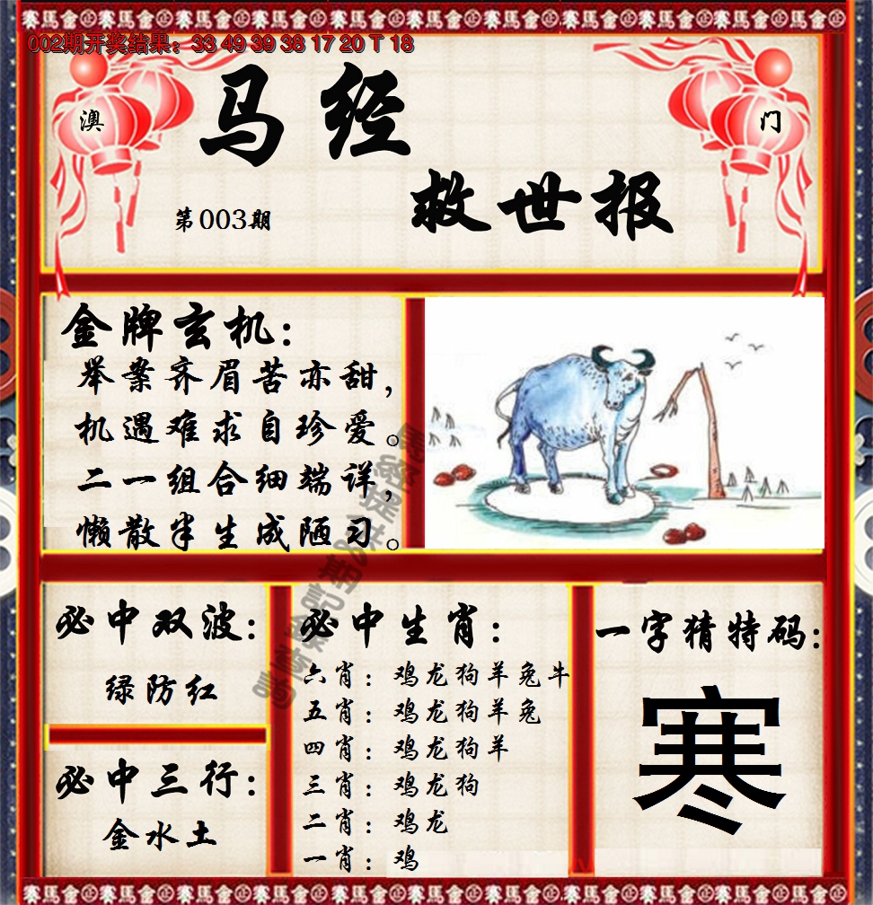 2025003期马经救世报