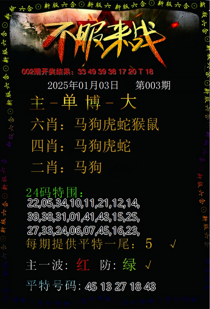 2025003期不服来战