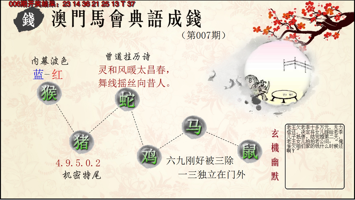 2025007期典语成钱