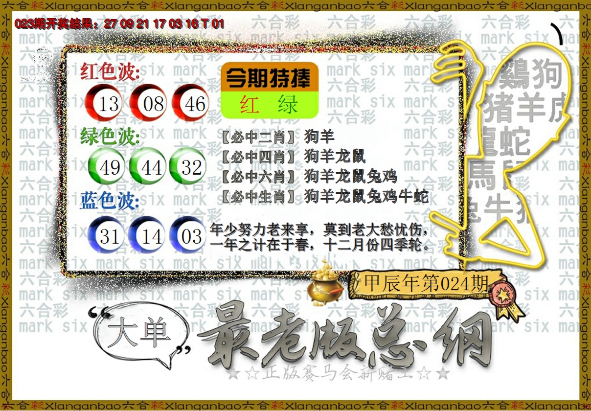 2025024期最老版总纲