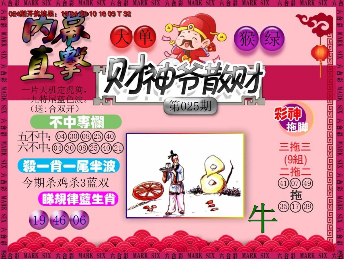 2025025期财神爷散财