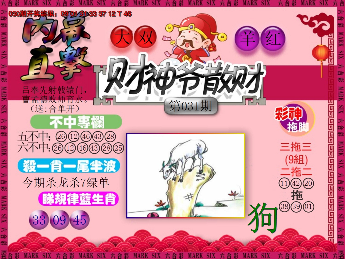 2025031期财神爷散财